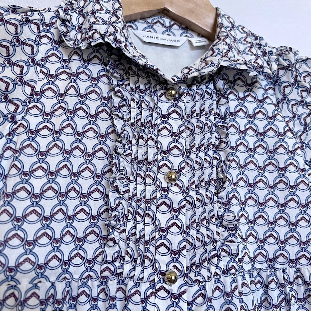 Janie and Jack Blue Polo Collar Preppy Dress with Flutter Hem - Picture 3 of 10